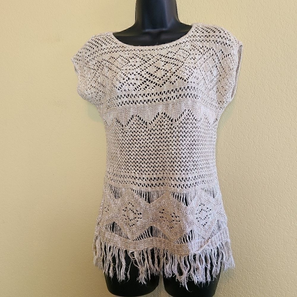 Ruby Rd. Crochet Metallic Top
